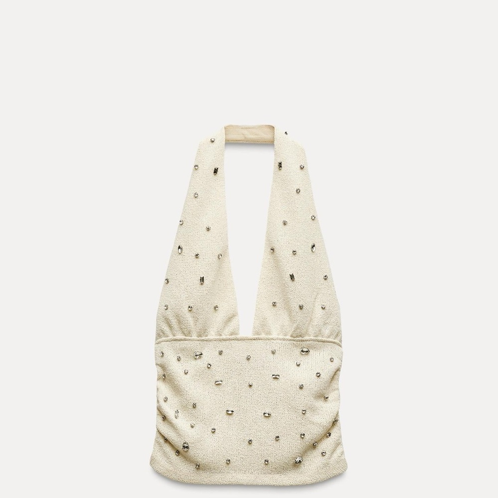 Elegant Cream Beaded Women's Bag